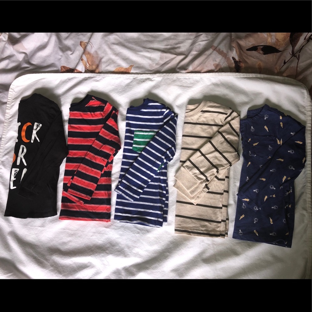 Five 3t long sleeve shirts for boys.